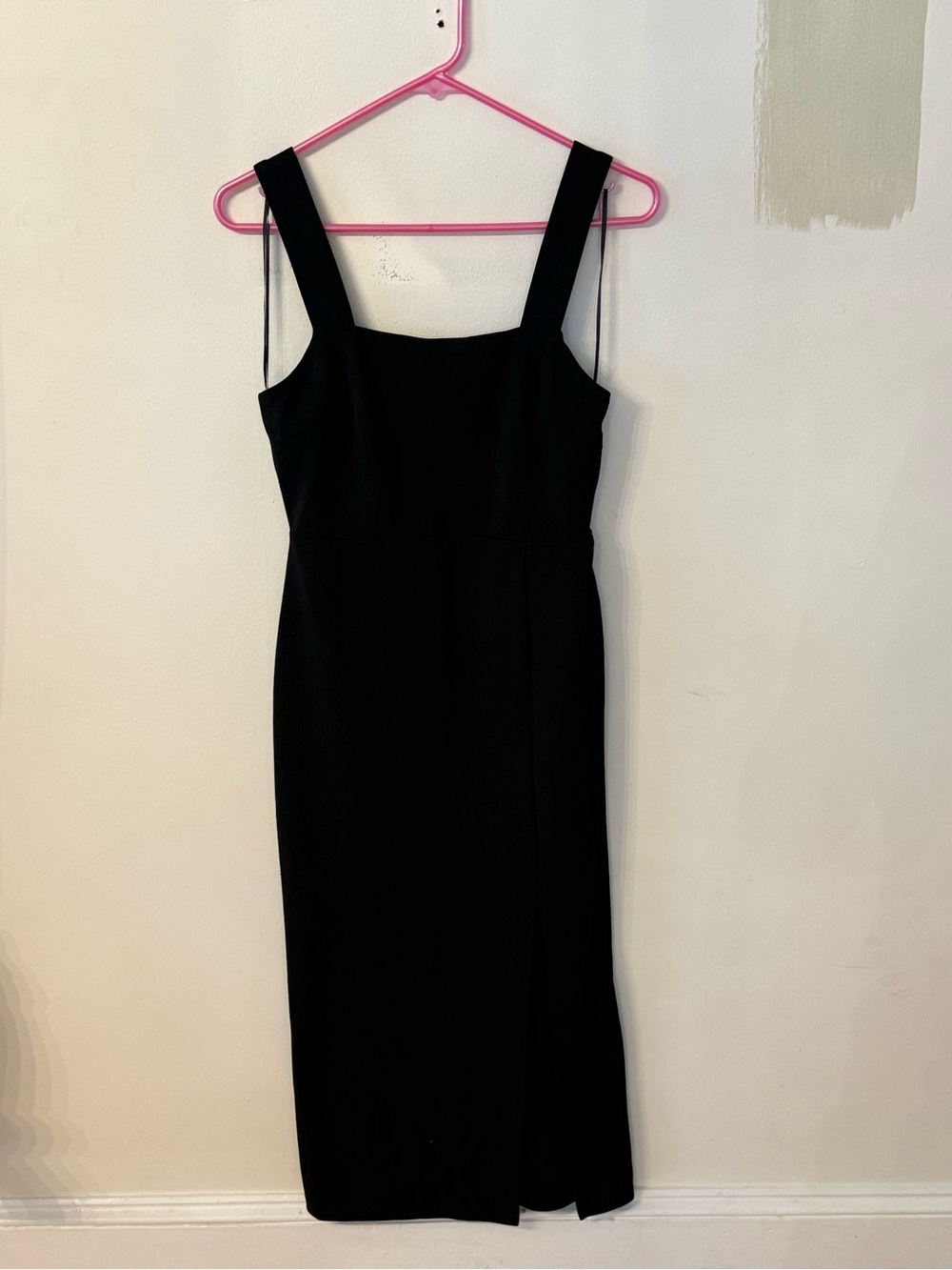 Classic Black Square-Neck Midi Dress